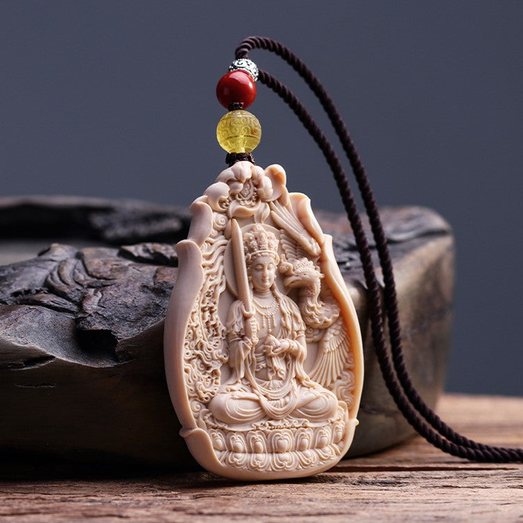 Limitless Compassion Real Ivory Kokuza Bosatsu Pendant