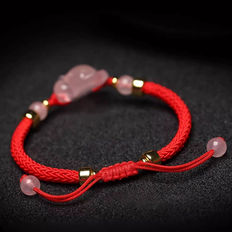 Pink Crystal Inari Fox String Bracelet-Mantrapiece