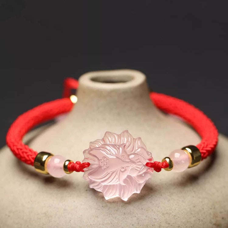 Pink Crystal Inari Fox String Wristband