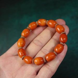 Tibetan Beeswax Amber Wrist Mala Beads