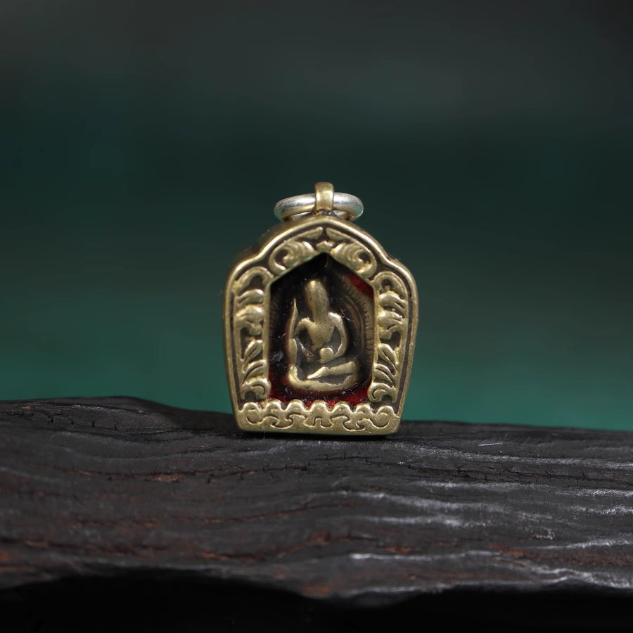 Antique Tibetan Brass Prayer Pendant-Mantrapiece