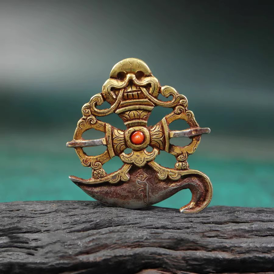 Vintage Tibetan 24k Gold Plated Iron Vajrayogini Pendant