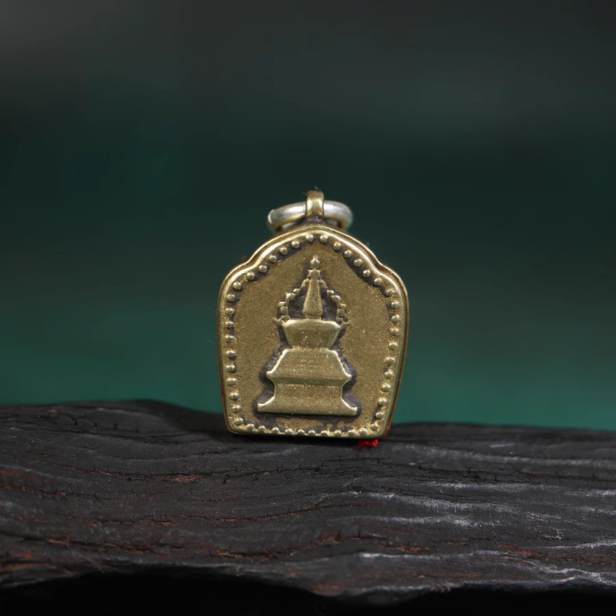 Vintage Tibetan Brass Prayer Pendant