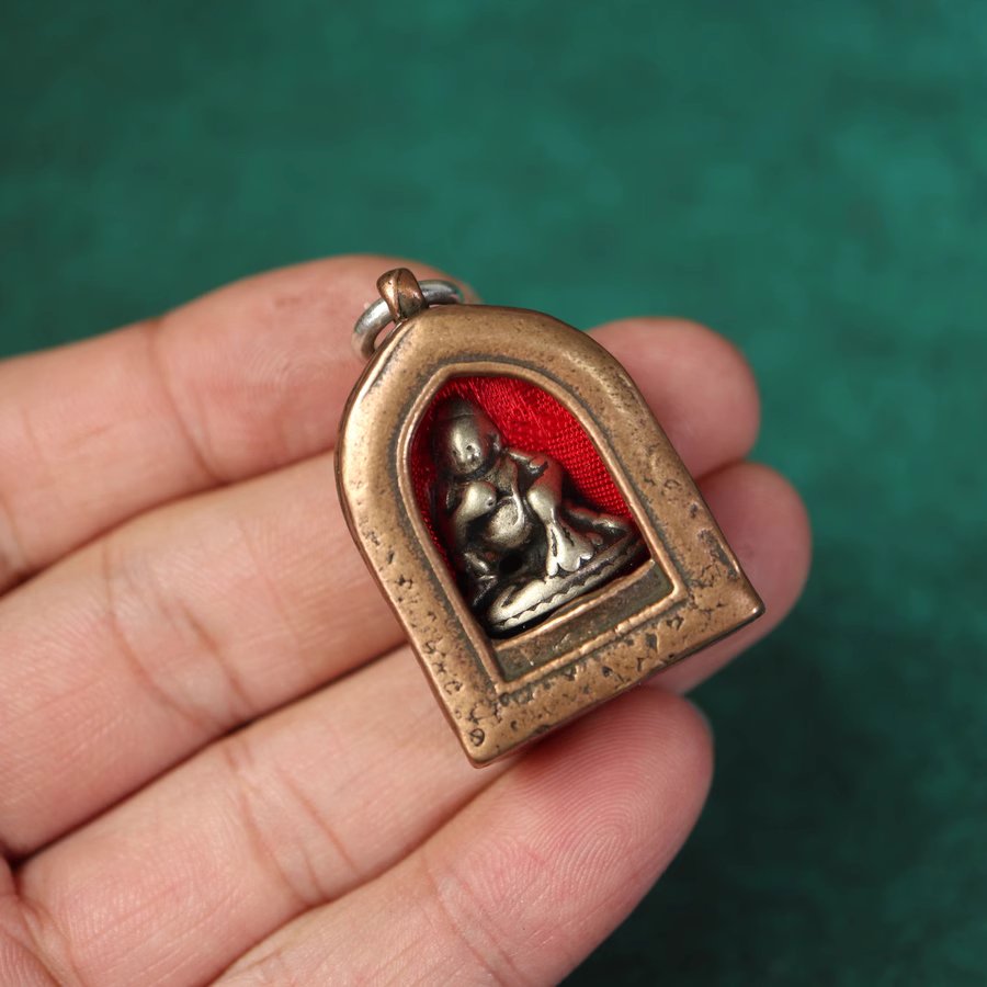 Vintage Tibetan Copper Gau Amulet