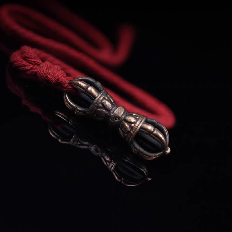 Vintage Tibetan Copper Lotus Scepter Pendant