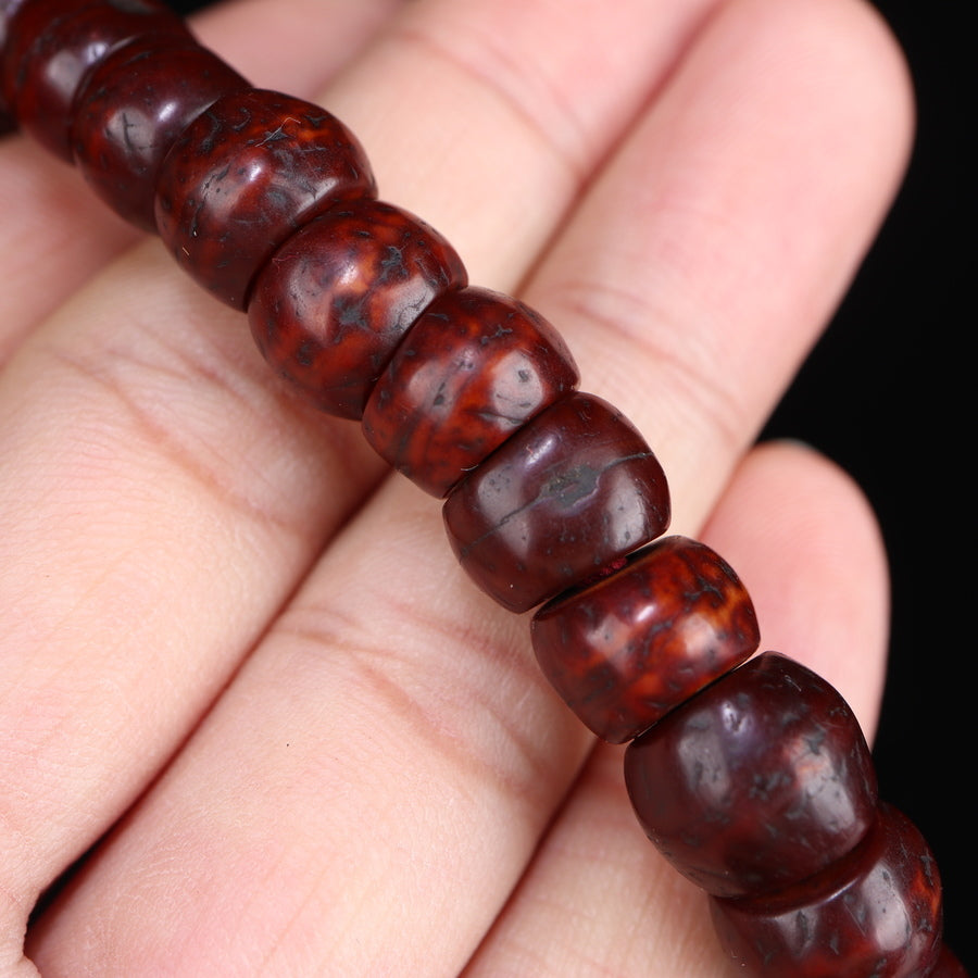 Antique Tibetan Dark Red Bodhi Seed Mala