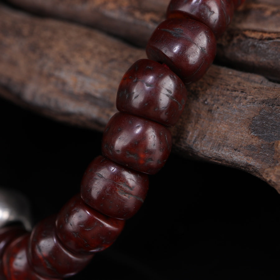 Antique Tibetan Dark Red Bodhi Seed Mala