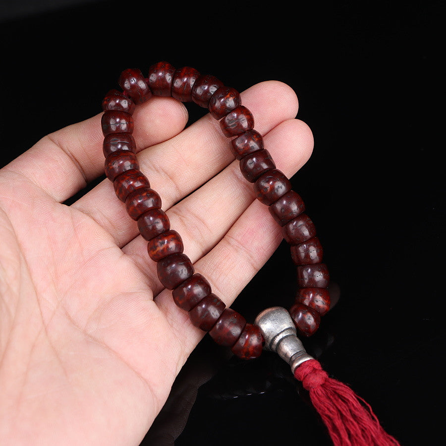 Antique Tibetan Dark Red Bodhi Seed Mala