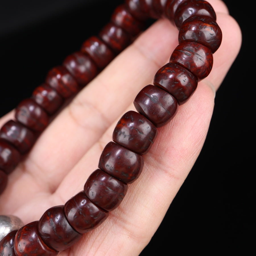 Antique Tibetan Dark Red Bodhi Seed Mala