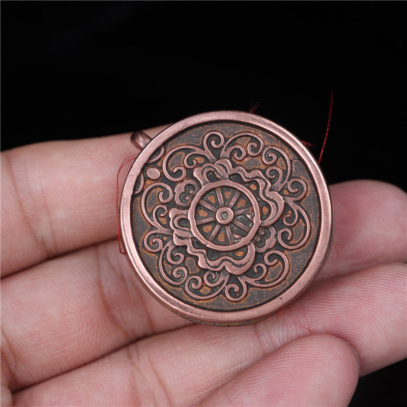 Old Tibetan Dharma Wheel Prayer Pendant