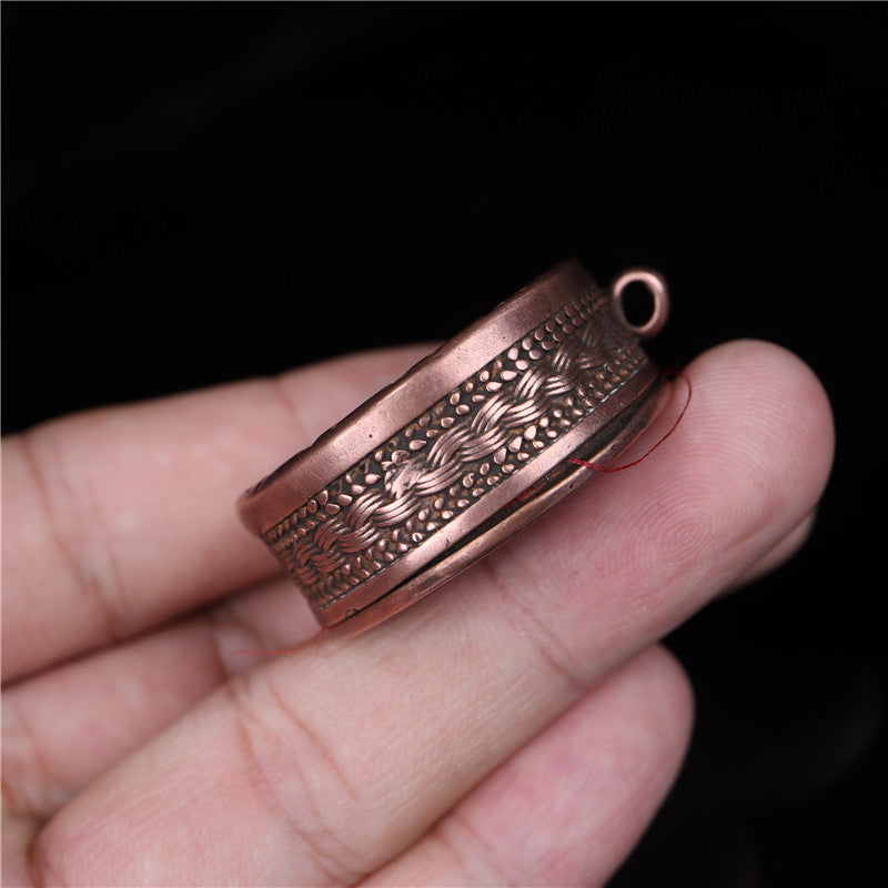 Vintage Tibetan Dharma Wheel Prayer Pendant Gau