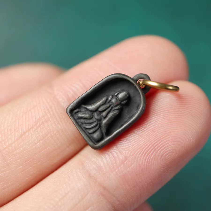 Vintage Tibetan Iron Meditation Charm
