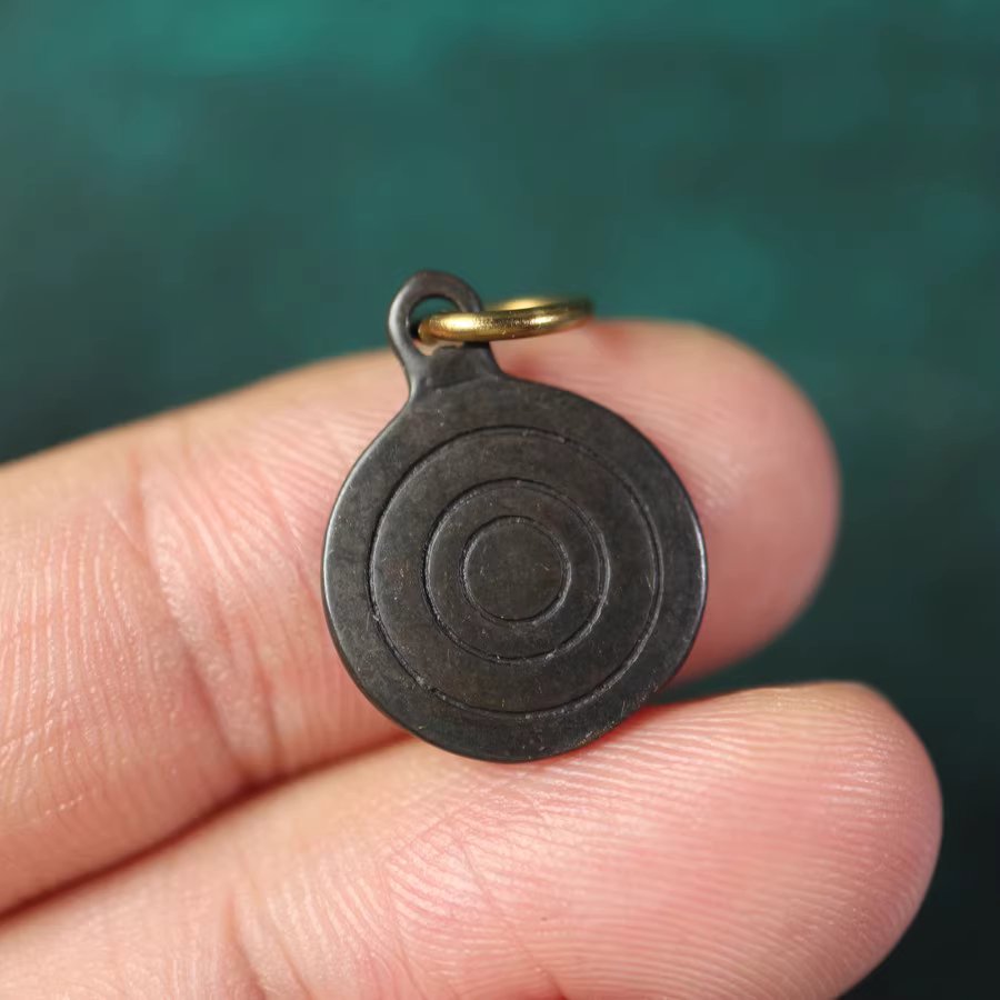 Old Tibetan Meteoric Iron Om Mani Padme Hum Medallion