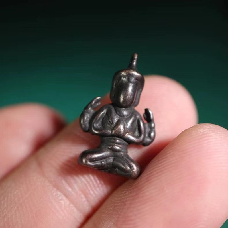 Old Tibetan Meteoric Iron Guanyin Figurine Pendant