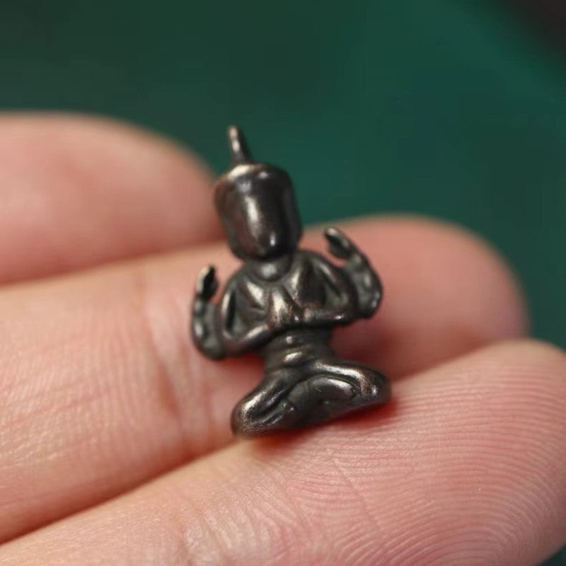 Old Tibetan Meteoric Iron Guanyin Figurine Pendant