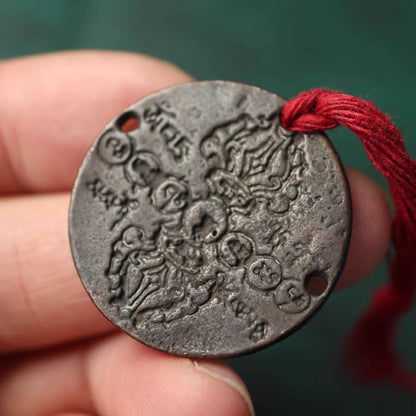 Old Tibetan Iron Vajra Lucky Charm-Mantrapiece