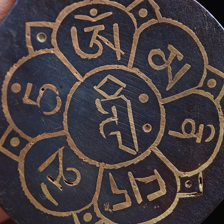 Vintage Tibetan Meteoric Iron Buddhist Pendant Necklace