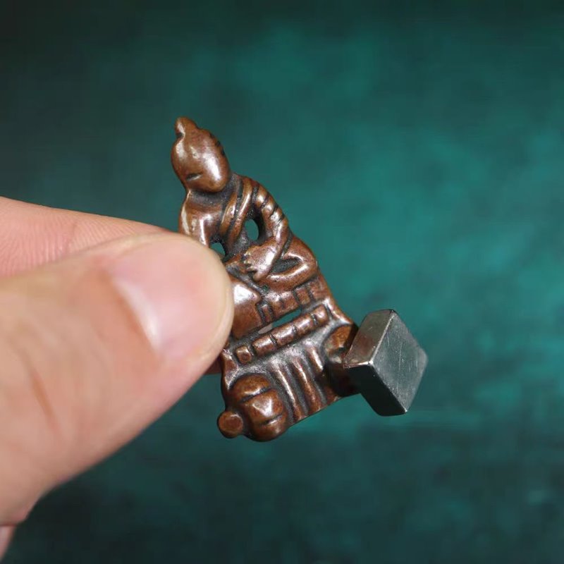Vintage Tibetan Meteoric Iron Eath-Touching Buddha Amulet