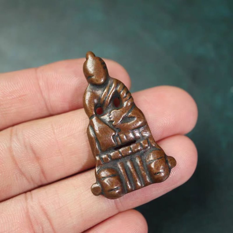 Vintage Tibetan Meteoric Iron Eath-Touching Buddha Amulet