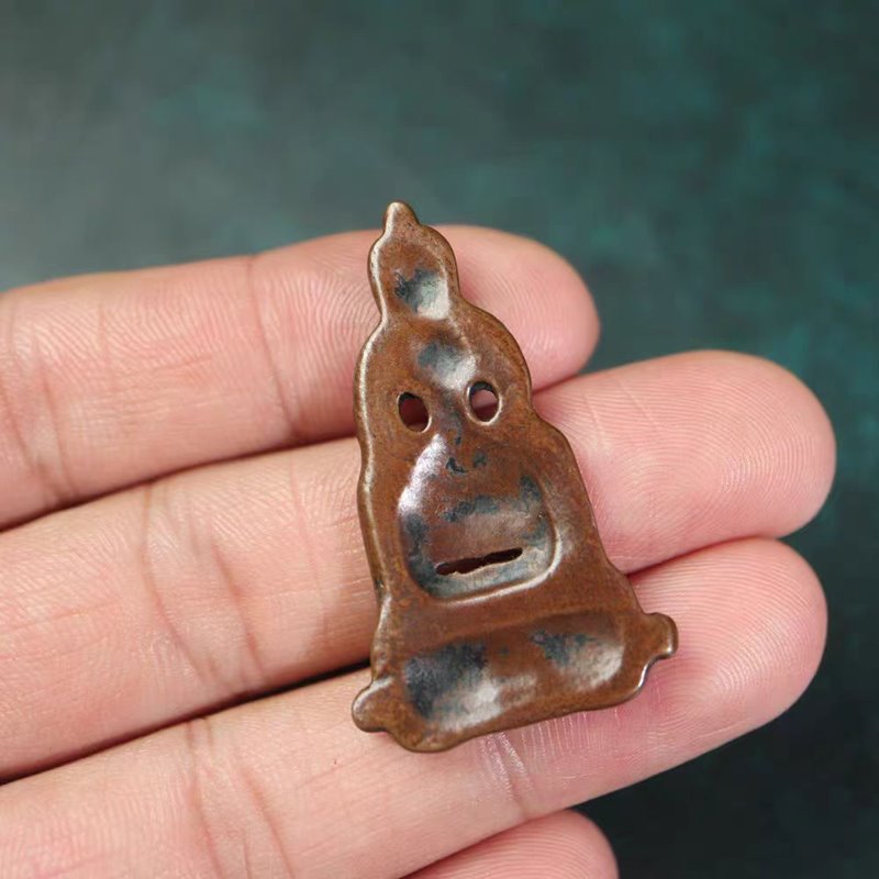Vintage Tibetan Meteoric Iron Eath-Touching Buddha Amulet