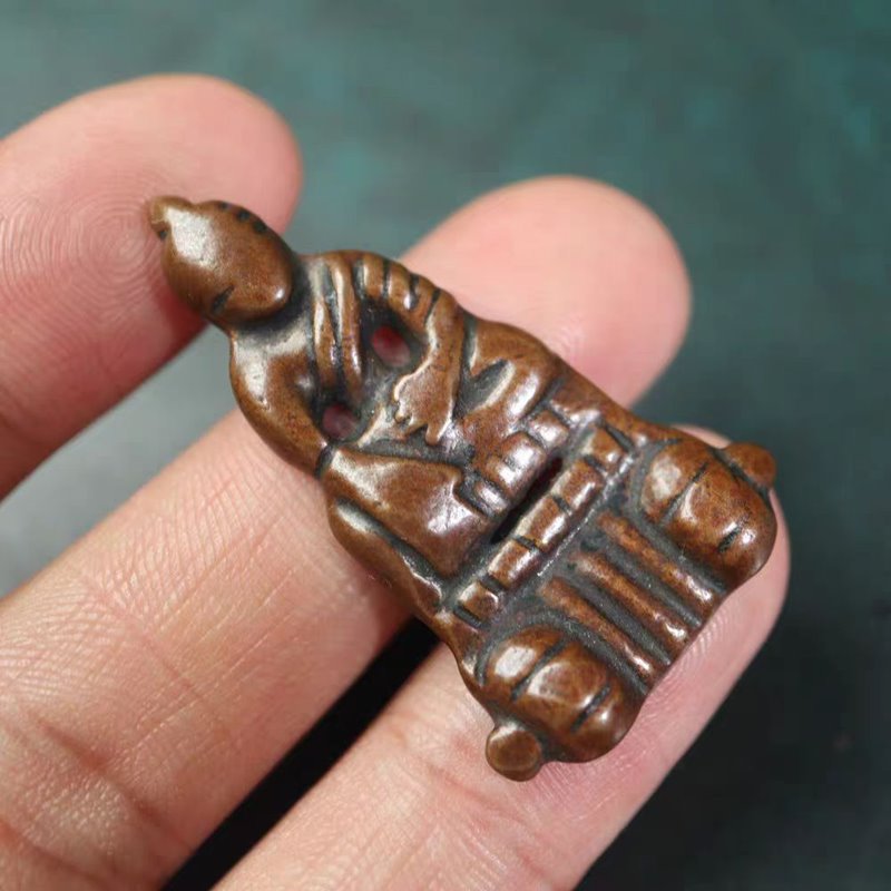 Vintage Tibetan Meteoric Iron Eath-Touching Buddha Amulet