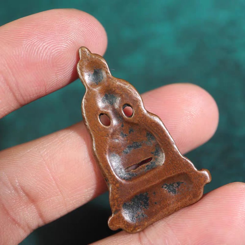 Vintage Tibetan Meteoric Iron Eath-Touching Buddha Amulet