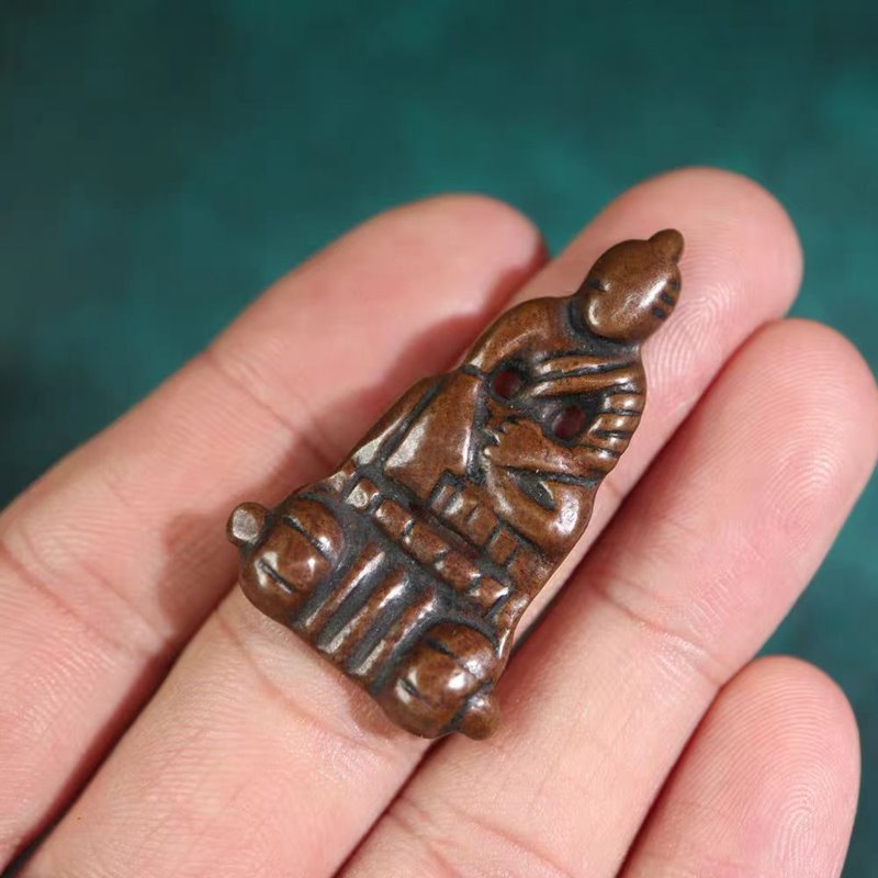 Vintage Tibetan Meteoric Iron Eath-Touching Buddha Amulet