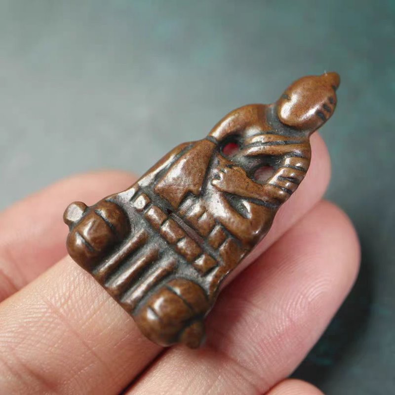 Vintage Tibetan Meteoric Iron Eath-Touching Buddha Amulet
