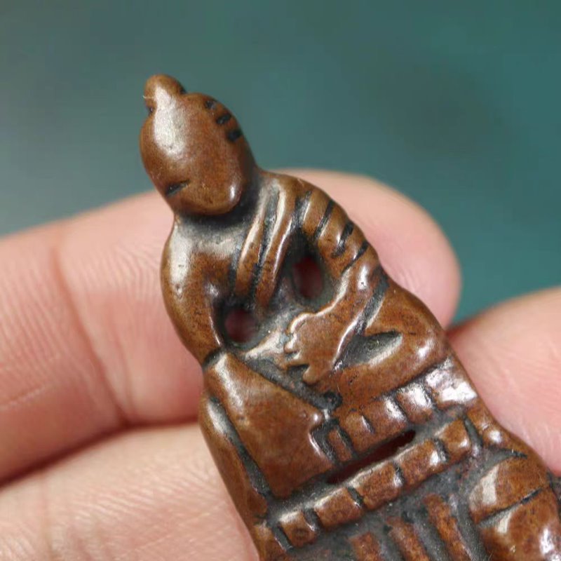 Vintage Tibetan Meteoric Iron Eath-Touching Buddha Amulet
