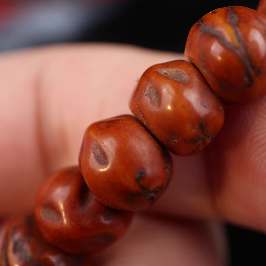 Antique Tibetan Red Bodhi Tree Seeds Wrist Mala