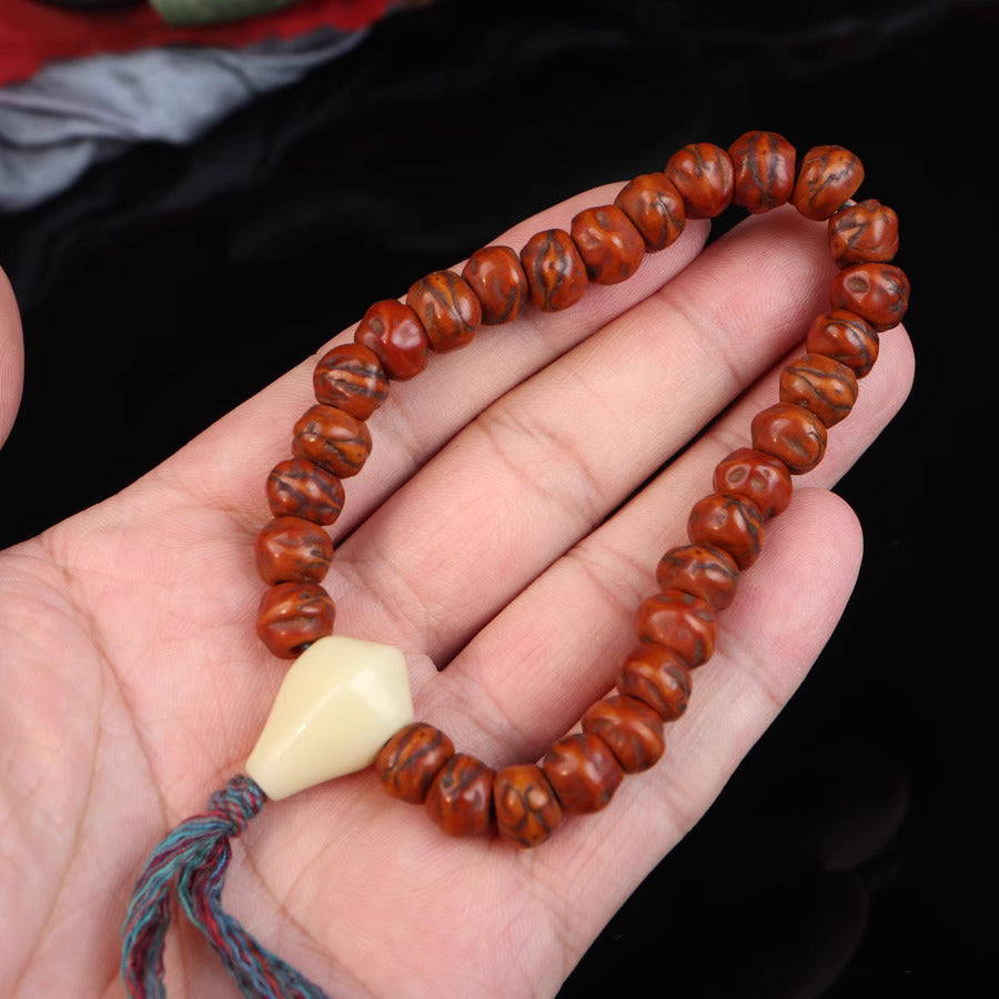 Antique Tibetan Red Bodhi Tree Seeds Wrist Mala