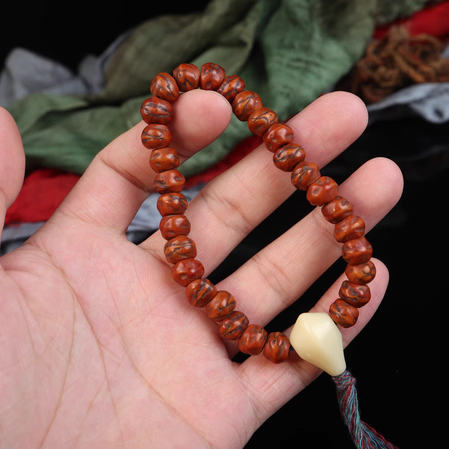 Old Tibetan Red Bodhi Tree Seeds Wrist Mala-Mantrapiece