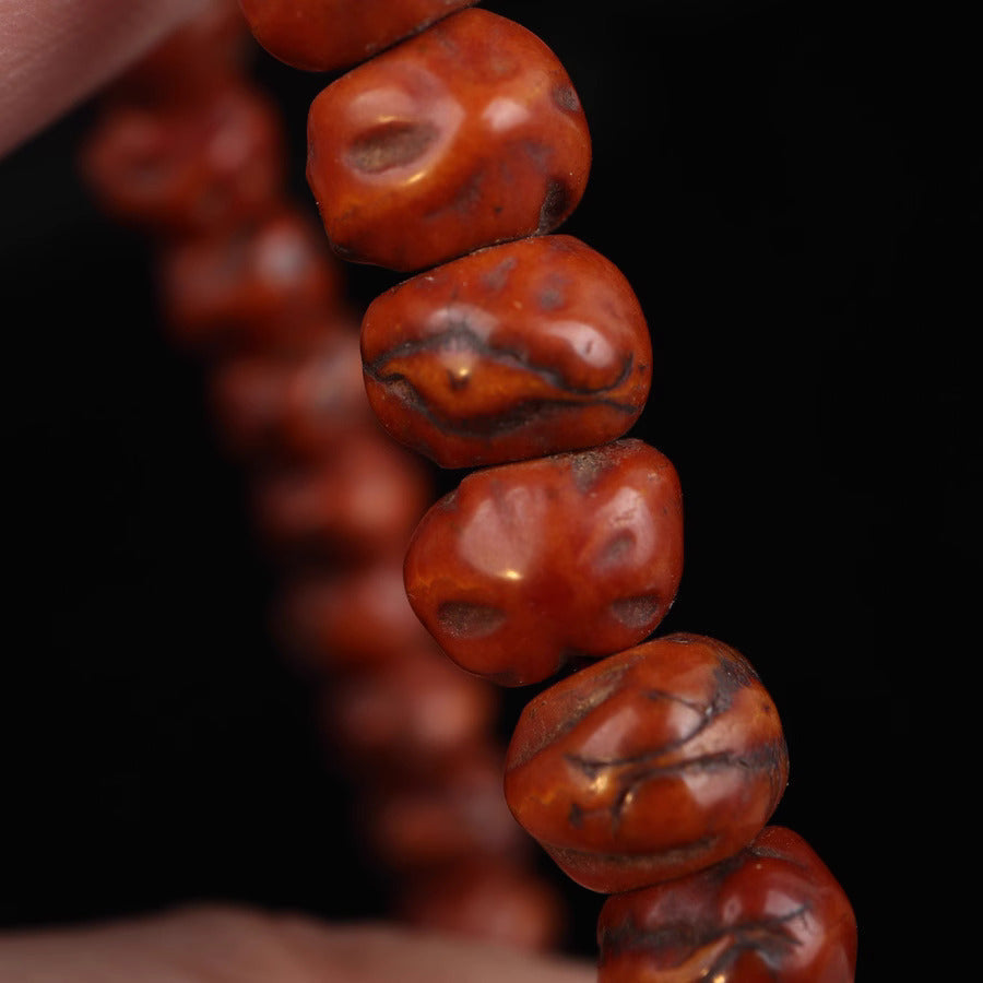Old Tibetan Red Bodhi Tree Seeds Wrist Mala