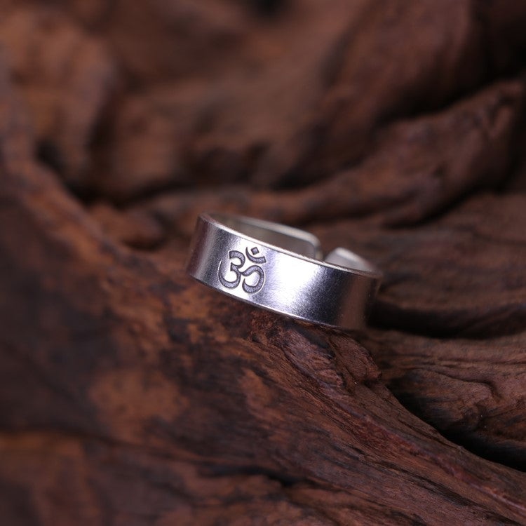 Om Ring, 999 Silver, Adjustable