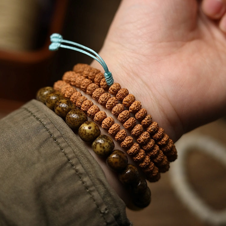 Oval Ribbed Rudraksha Mala 108 Beads