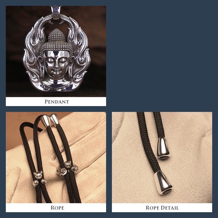 Flames of Awareness Real Buddha Pendant