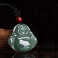 Pale Green Jade Lady Laughing Buddha Pendant