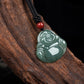 Pale Green Jade Lady Laughing Buddha Pendant