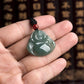 Pale Green Jade Lady Laughing Buddha Pendant