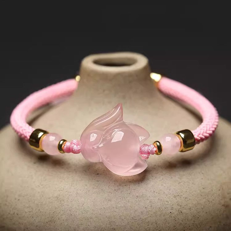 Pink Crystal Inari Fox String Bracelet