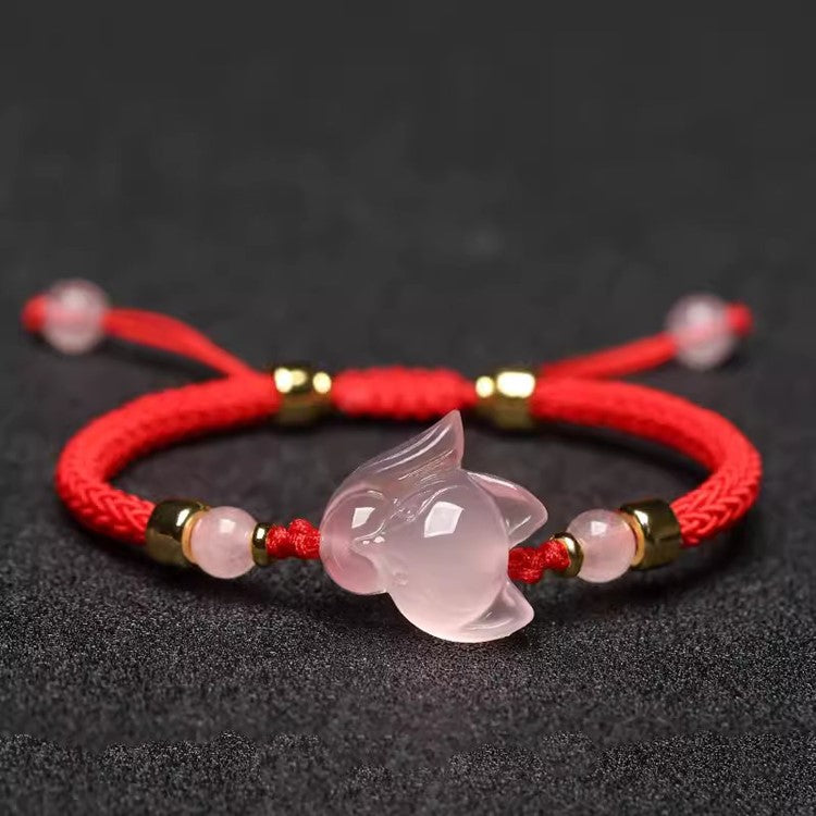 Pink Crystal Inari Fox String Bracelet