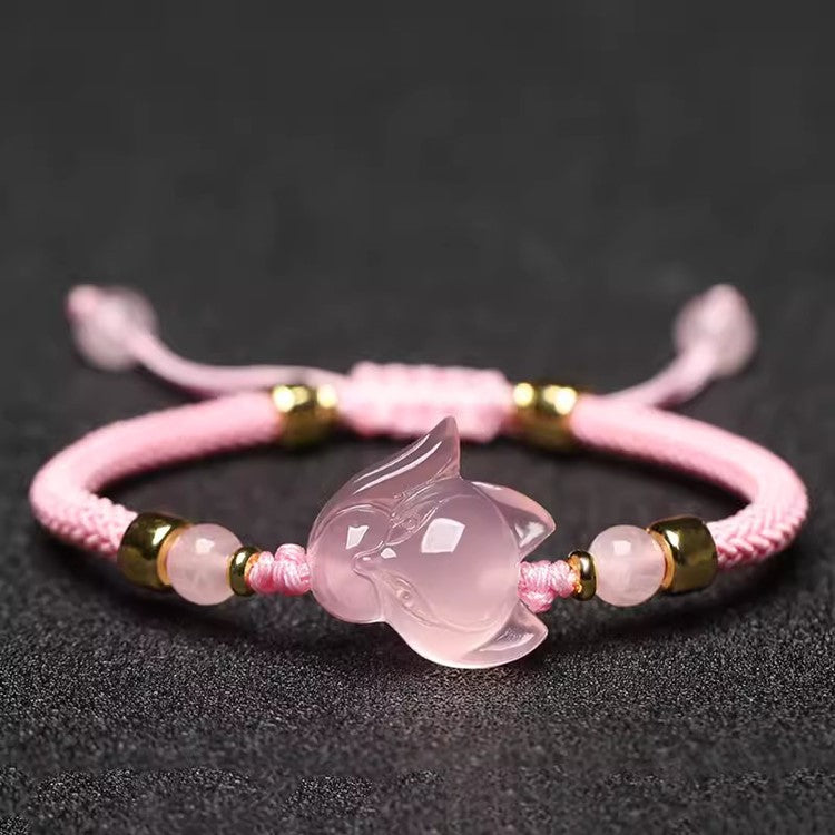 Pink Crystal Inari Fox String Bracelet