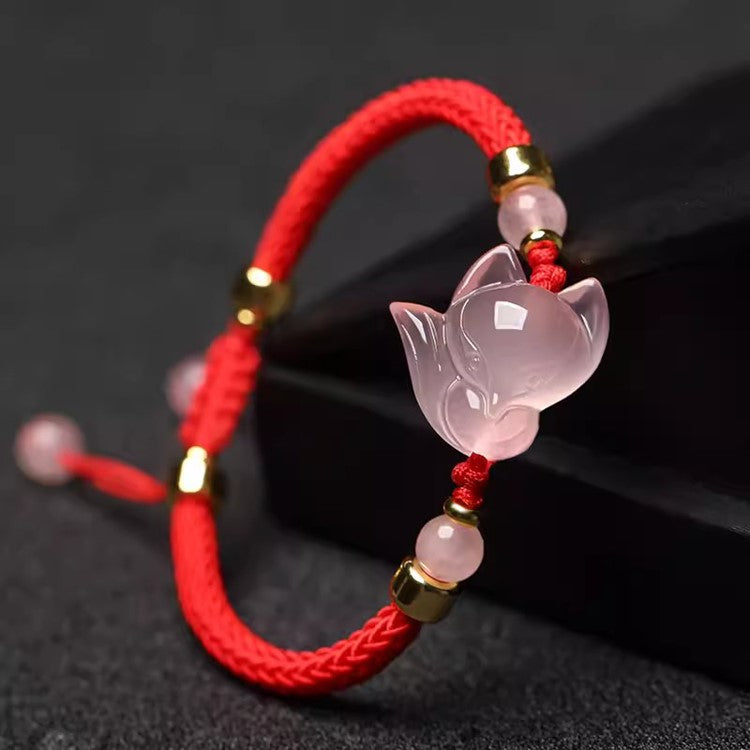 Pink Crystal Inari Fox String Bracelet