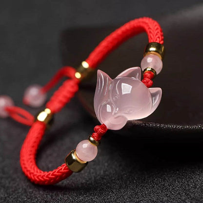 Pink Crystal Inari Fox String Bracelet