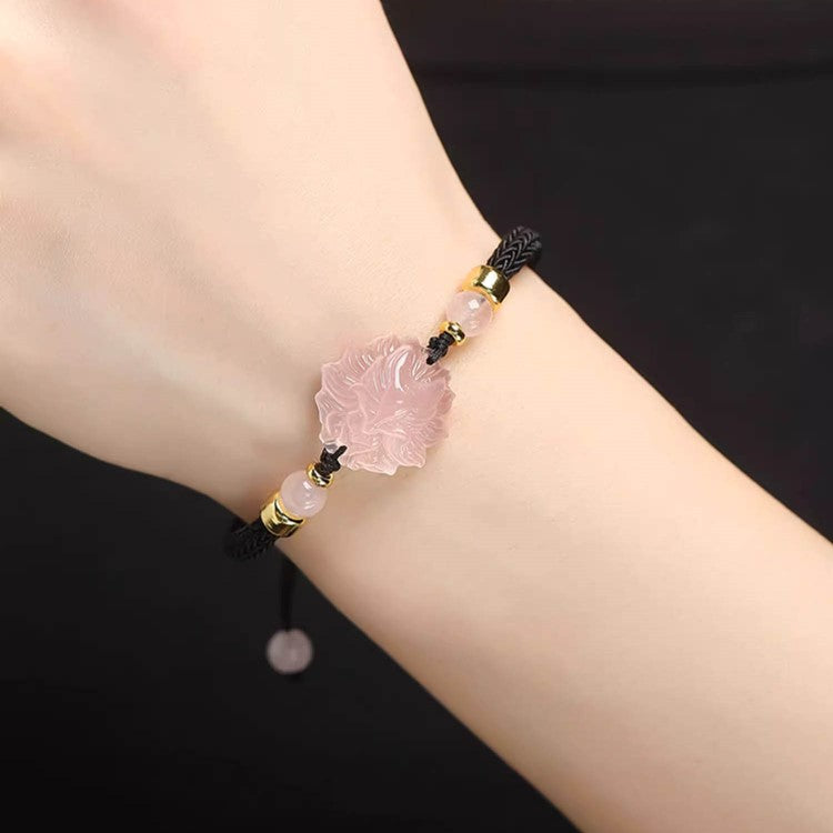 Pink Crystal Inari Fox String Wristband