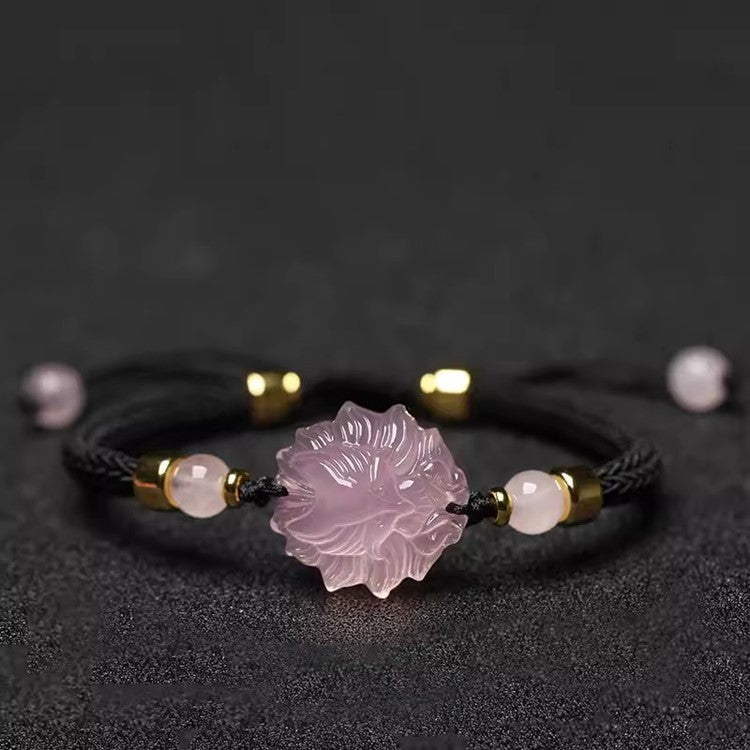 Pink Crystal Inari Fox String Wristband