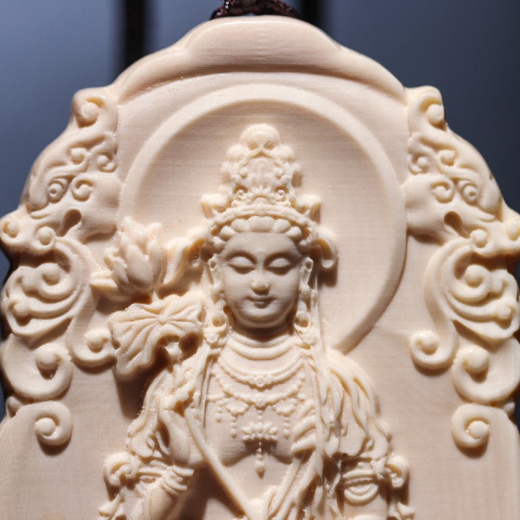 Power of Wisdom Mahasthamaprapta Carved Ivory Pendant