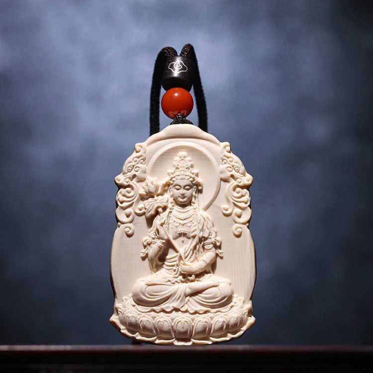 Power of Wisdom Mahasthamaprapta Carved Ivory Pendant