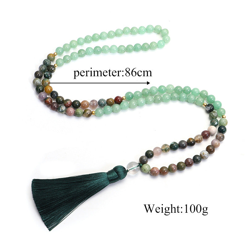 Prehnite 108 Bead Mala Necklace