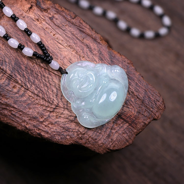 Real Jade Laughing Buddha Pendant